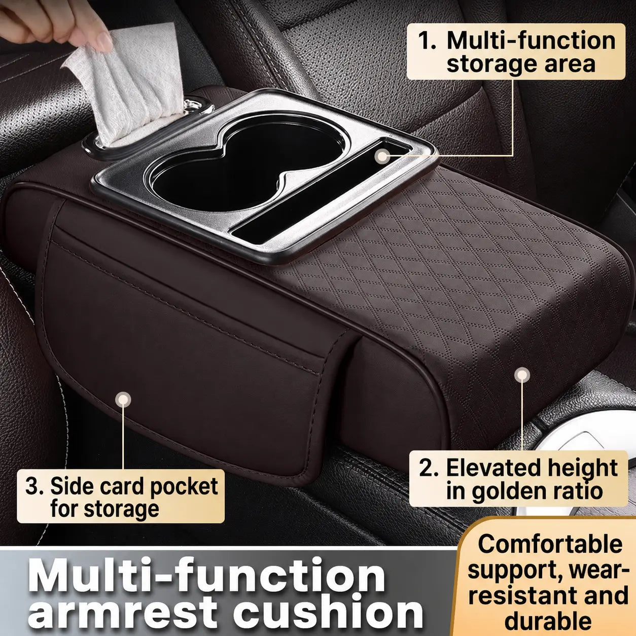 SolidSoul Smart Console Armrest Organizer with Storage Cup Holder & Phone Slot