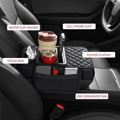 SolidSoul Smart Console Armrest Organizer with Storage Cup Holder & Phone Slot
