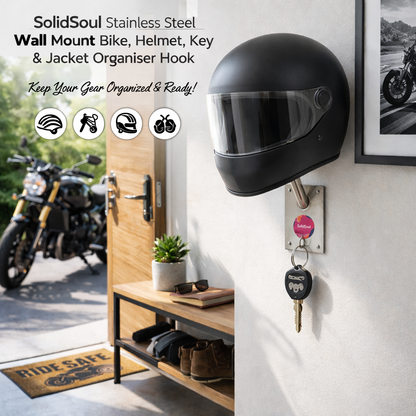 SolidSoul Stainless Steel Helmet Wall Mount