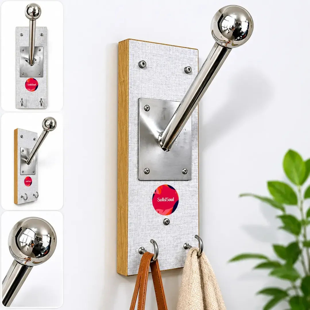 Wooden Helmet Stand Wall Mount with Hooks –  Bike Helmet Holder