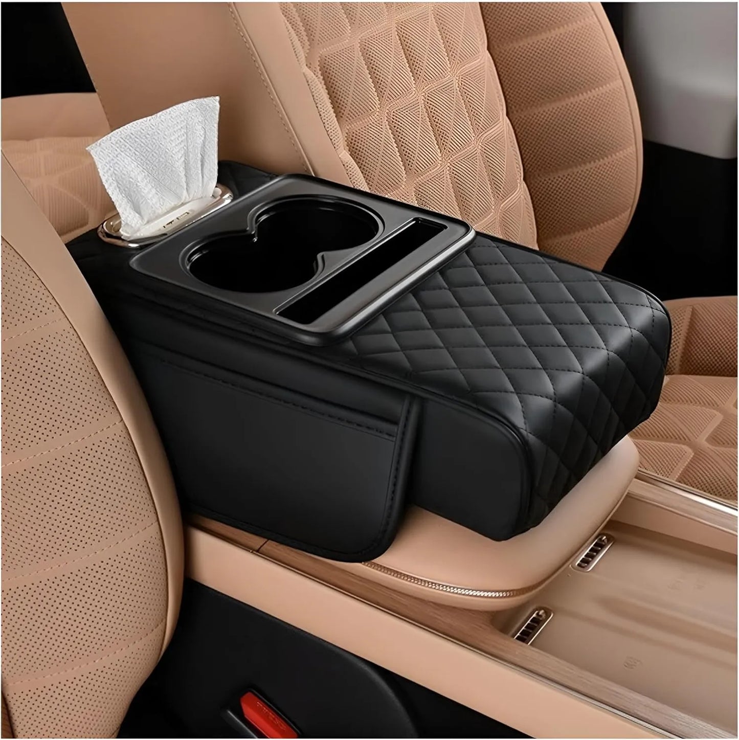 SolidSoul Smart Console Armrest Organizer with Storage Cup Holder & Phone Slot